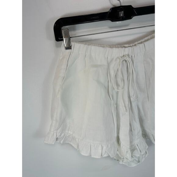 Joslin Studio Linen Shorts White Drawstring Waist Ruffle Trim Size 8 (US Size 4) - Picture 10 of 13